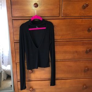 Black top with open neck